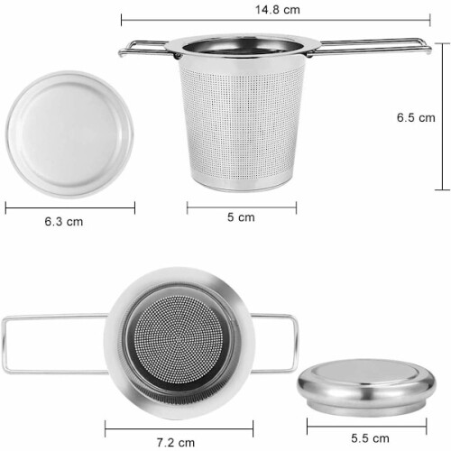 Tee-Ei aus Edelstahl 304 mit Deckel und klappbarem Griff 1