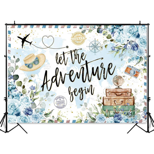 Adventure Awaits Backdrop Dusty Blue 10x12 ft 2