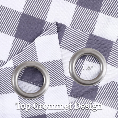 Buffalo Plaid Curtains Gray White Light Filtering 37"W x 2