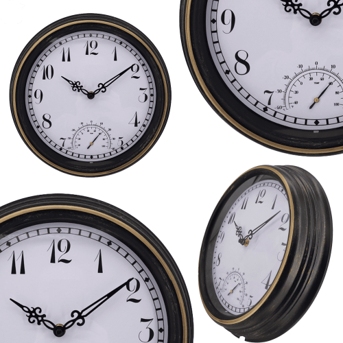 Outdoor garden thermometer wall clock waterproof plastic 2