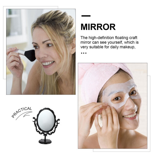 Vintage Oval Makeup Mirror Black Standalone 1