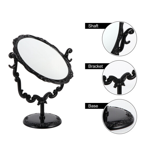 Vintage Oval Makeup Mirror Black Standalone 2