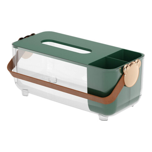 Boîte à mouchoirs de bureau transparente avec compartiment déporté 2