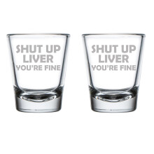Set van 2 shotglaasjes (50 ml) met grappig design.