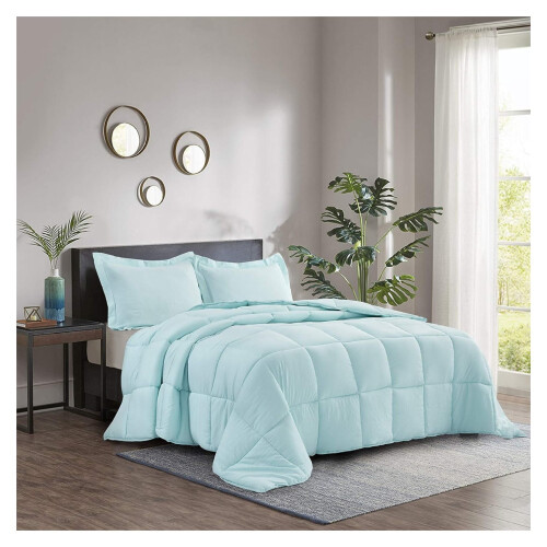 TiaGOC Down Alternative Comforter Set King Reversible Aqua