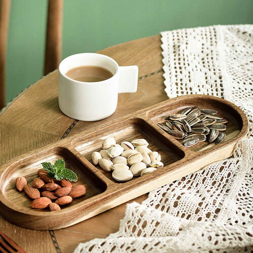 Plateau à goûter en bois à 3 compartiments 1