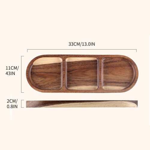 Plateau à goûter en bois à 3 compartiments 2