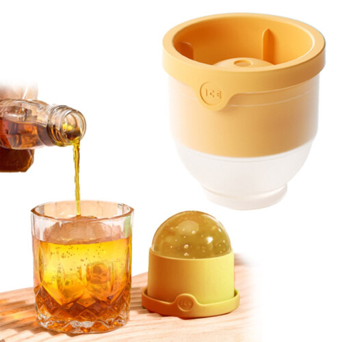 Whiskey-Eiskugelform aus Silikon, gelb, 6 cm 1