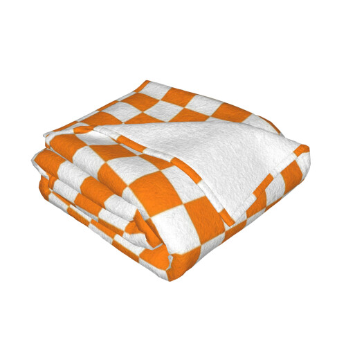 Orange and White Checkered Throw Blanket 50 x 40 in 1