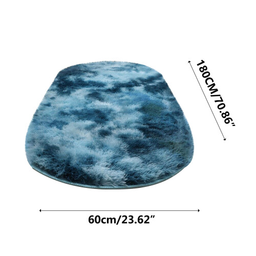 Soft Fluffy Bedroom Rug Oval Blue 23.6 x 70.9 in 2