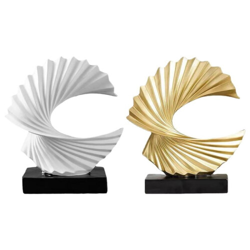 Resin Ocean Wave Figurine Gold White Modern Abstract Home 1