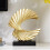 Resin Ocean Wave Figurine Gold White Modern Abstract Home 4