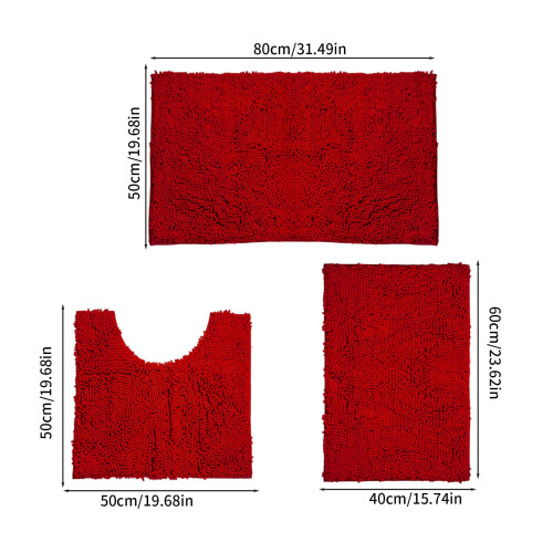 Ensemble de tapis de bain en chenille extra douce 3 pièces 2