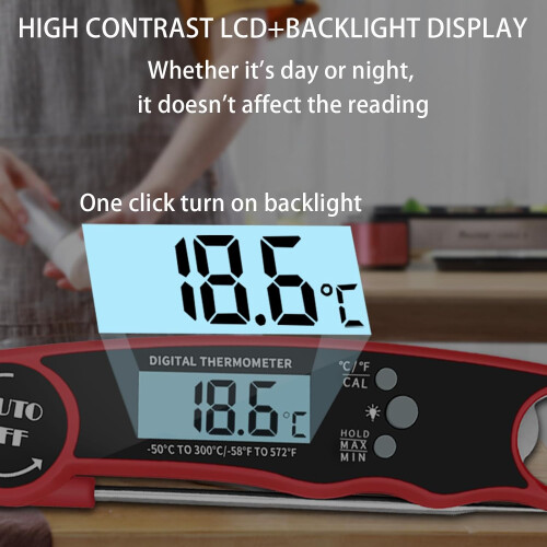 Digitale vleesthermometer met directe aflezing, IPX7 waterdicht. 2