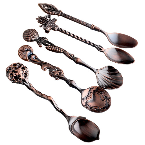 5-Piece Vintage Zinc Alloy Coffee Spoon Set 1