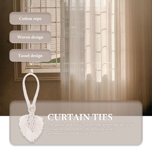 Cotton Rope Curtain Tiebacks – Farmhouse Style, 4Pack 2