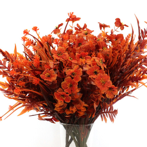 16 bundter kunstige efterårsblomster orange blandet 1