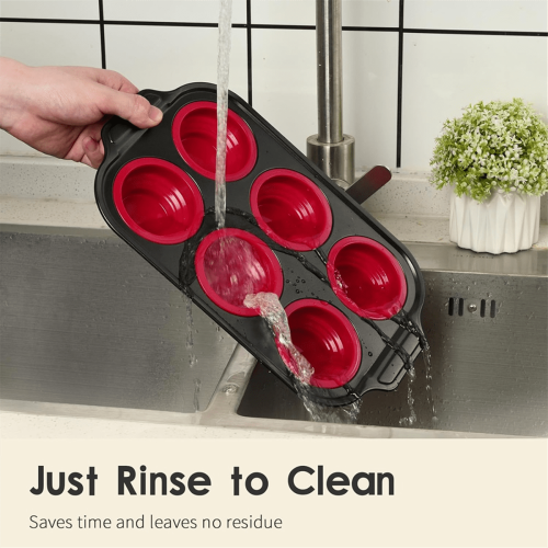 Siliconen muffinvorm met metalen frame, 6 cupjes, rood 1