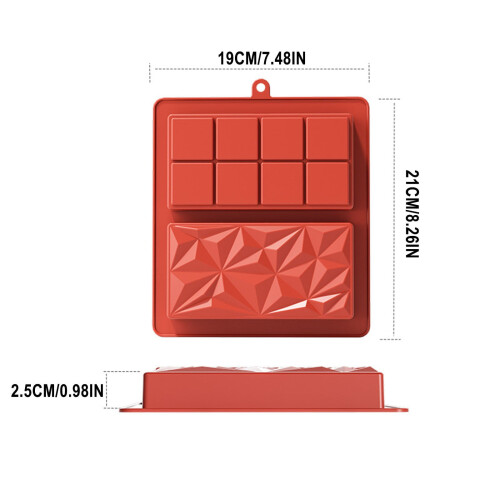 Silicone Chocolate Bar Mold, Deep Cavity, 12-Cavity 2
