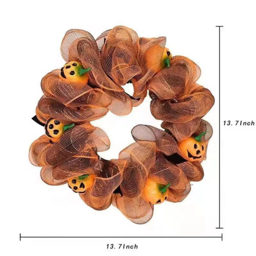 Couronne de citrouilles d'Halloween en maille décorative 2