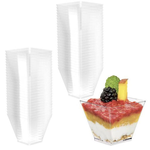 Ensemble de 50 verrines carrées avec cuillère, 60 ml 1