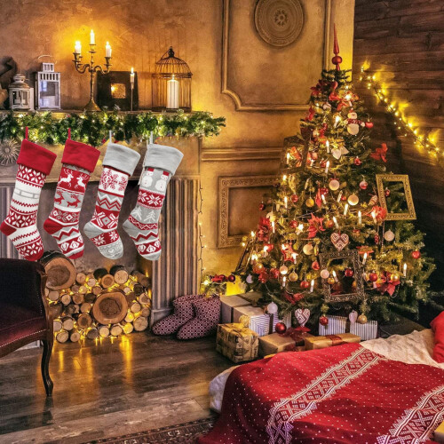 Christmas wool socks red gray elk pattern children's gift 2
