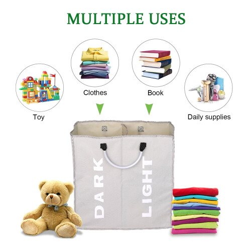 2-Section Foldable Laundry Bag, 600D Oxford Cloth, 1