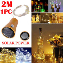 Luzes solares para garrafas de vinho, cordão de cobre com 20 LEDs.