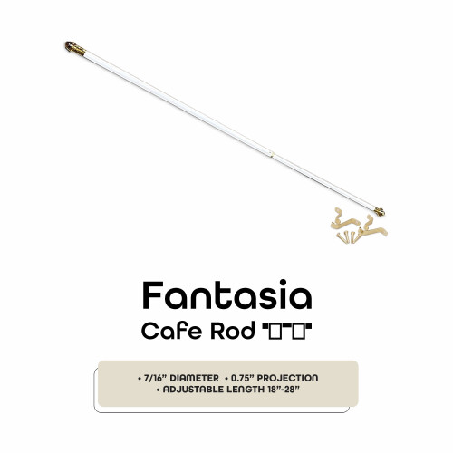 Fantasia witte cafégordijnroede 7/16" diameter, 18–28" 1