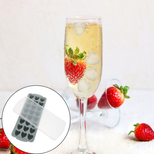 Silicone Ice Cube Tray with Lid – Heart Shape 1