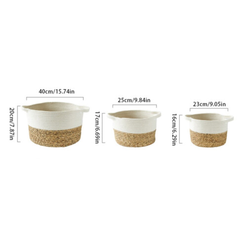Cotton Woven Storage Basket with Handle 1 Pack 2