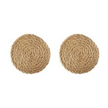 Szalmafonatú alátétek, természetes rattanból, kerek, 11,7 cm-es, 2 darabos szett