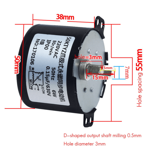 50KTYZ Synchronmotor 230 V 30 U/min CW/CCW x2 1