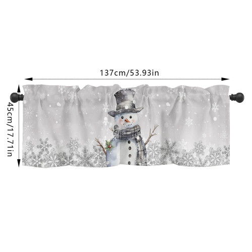 Red Christmas tree curtain panel with snowman and snowflake 2