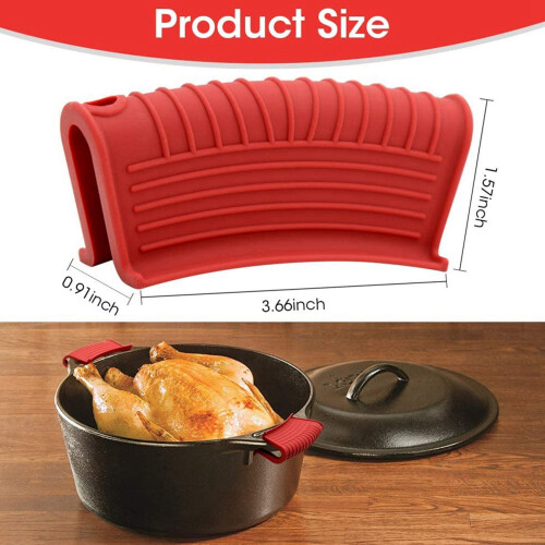 Silikon-Pfannengriffüberzüge – 4er-Pack, Rot & Schwarz 2