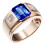 Men's Square Rhinestone Wide Band Ring 2