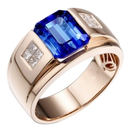 Men's Square Rhinestone Wide Band Ring 1
