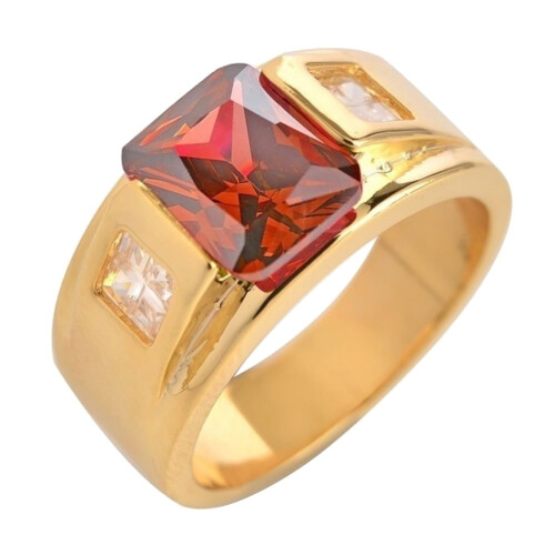 Men's Square Rhinestone Wide Band Ring 2