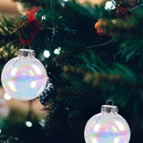 Clear Fillable Christmas Baubles 8cm Plastic Ornament 1