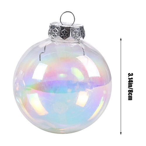 Clear Fillable Christmas Baubles 8cm Plastic Ornament 2