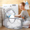 Collapsible Mesh Laundry Basket with Side Pocket Grey 2