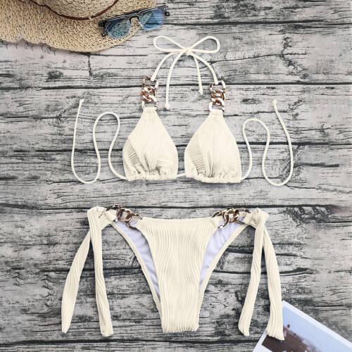 Damen String-Triangel-Bikini-Sets,-Schwarz S 2