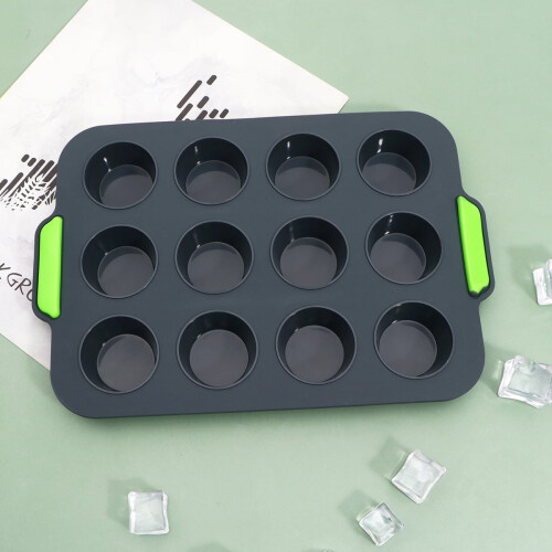 Teglia in silicone per cupcake a 12 cavità, grigia 1