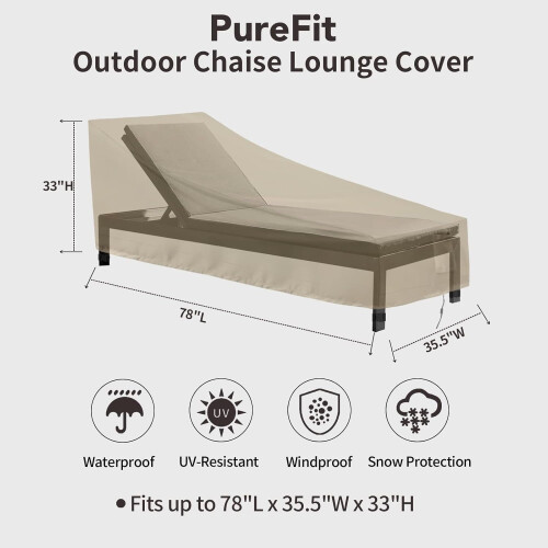 Housse de chaise longue imperméable 78 x 35,5 x 33 pouces 1
