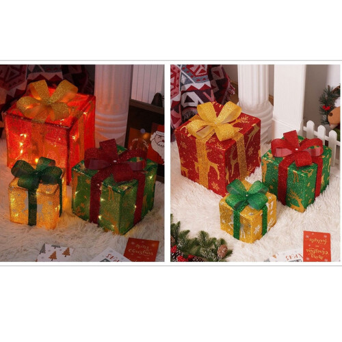 Christmas Lighted Gift Boxes Set Indoor Outdoor 3 Sizes 1