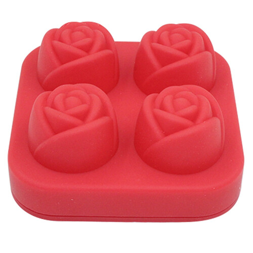 Rosenförmige Silikon-Eiswürfelform – 4 Mulden 1