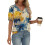 Women's  Short Sleeve Button-Down V-Neck Shirts rSets -Beige M 3