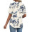 Women's  Short Sleeve Button-Down V-Neck Shirts rSets -Brown L 2