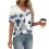 Women's  Short Sleeve Button-Down V-Neck Shirts rSets -Brown L 5