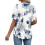 Women's  Short Sleeve Button-Down V-Neck Shirts rSets -Brown L 6